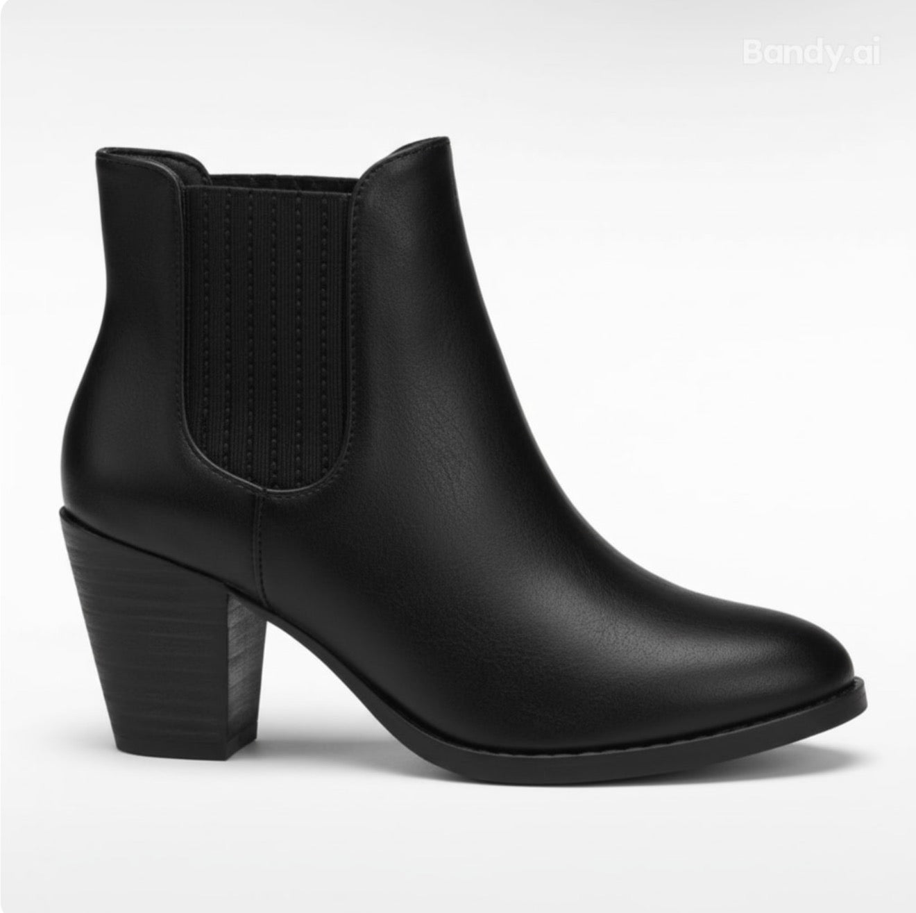 Bottines en cuir noir à talon