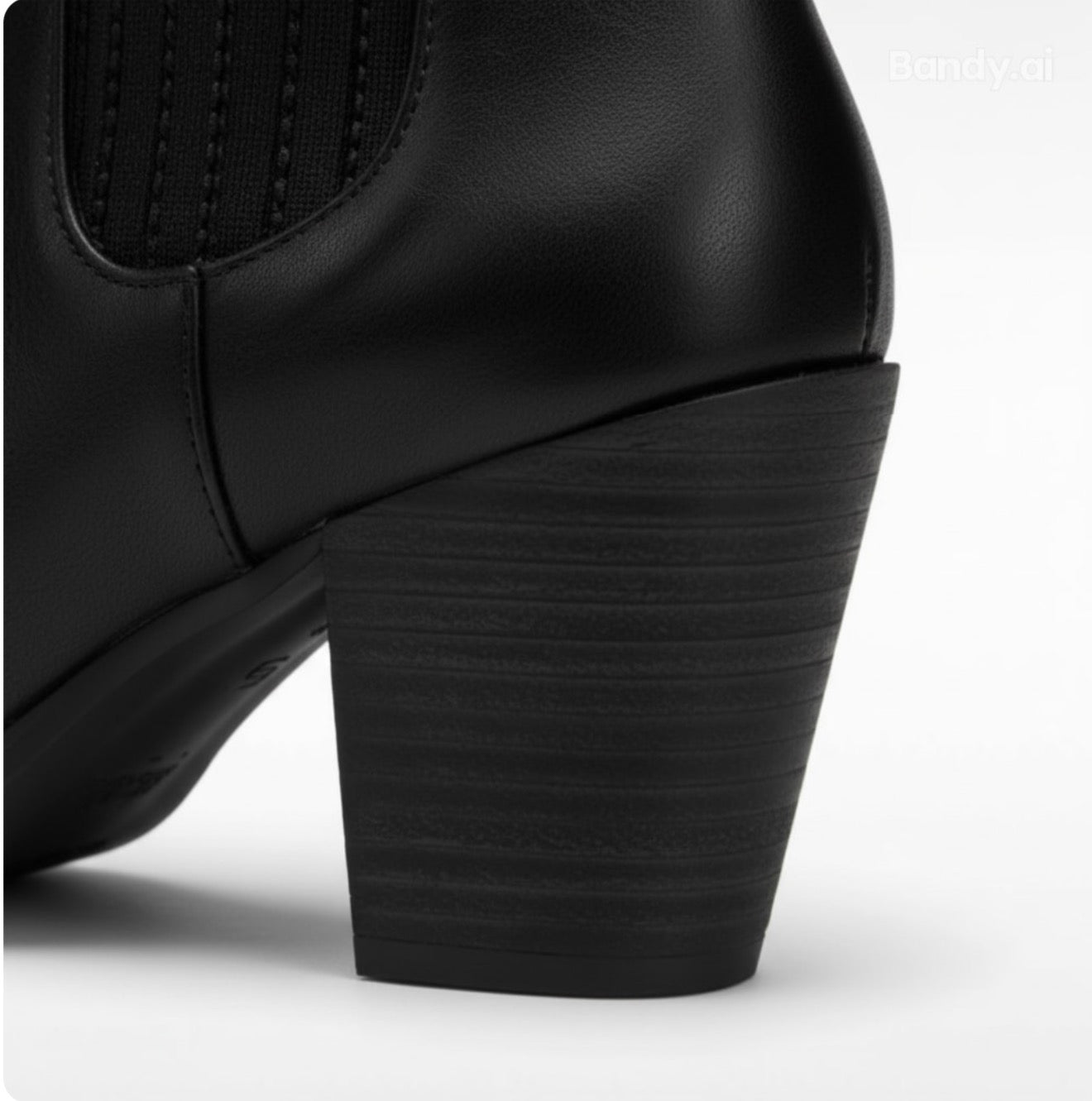 Bottines en cuir noir à talon