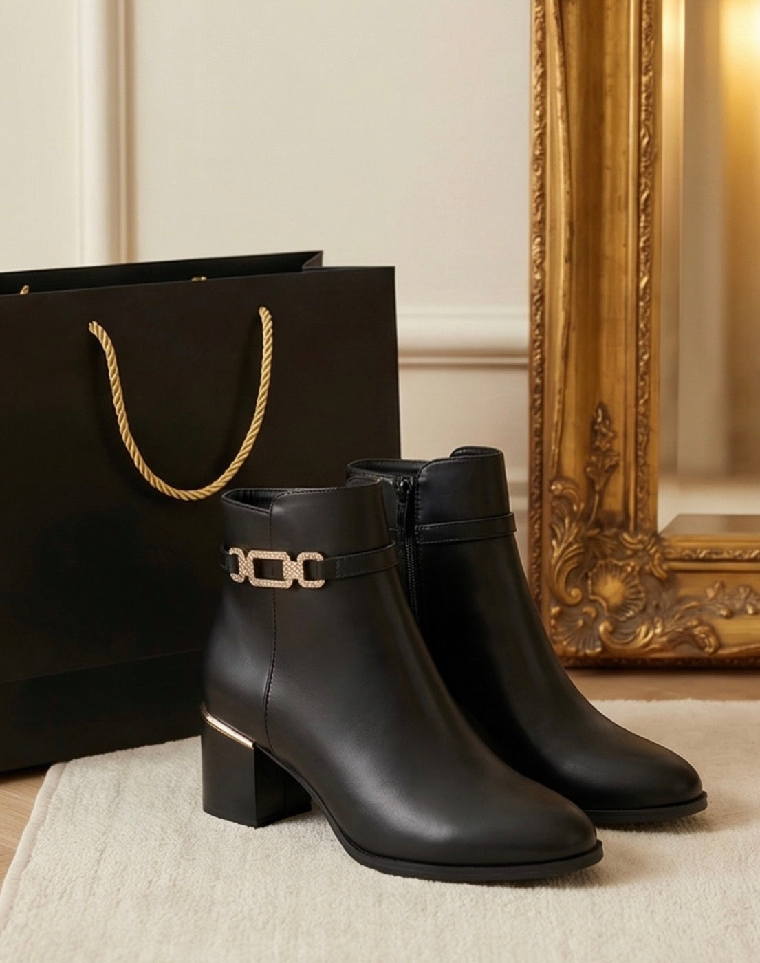 Bottines avec boucle dorée