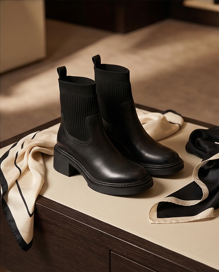 Bottines noires à talon